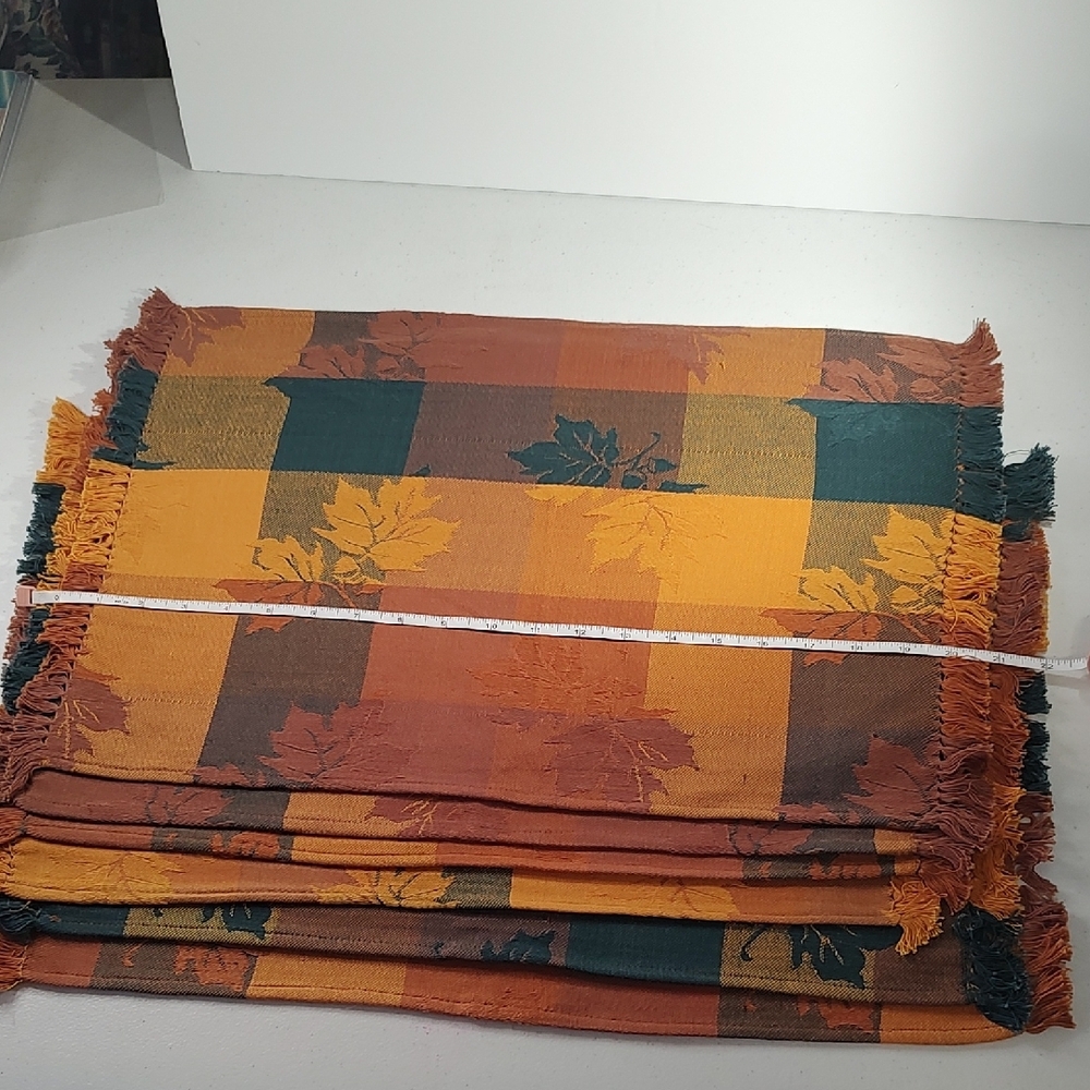 Vintage Orange and Green Plaid Table Linens - Picture 4 of 10
